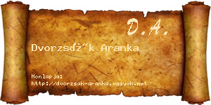 Dvorzsák Aranka névjegykártya